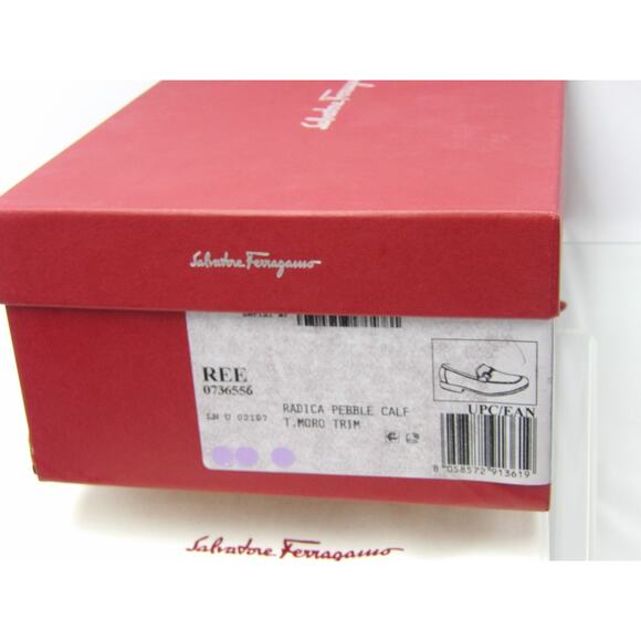 NIB FERRAGAMO REE BROWN LEATHER LOGO GANCINI LOAFERS 8 EE ITALY main image 9